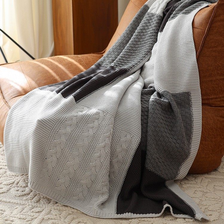 Scandinavian Style Knitted Thread Blanket Gray Jacquard Blanket Sofa Cover Blanket Cross-Border Amazon Balanket Air Conditioning Blanket