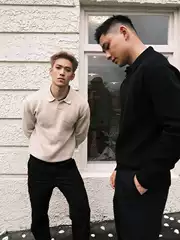 Old Money Style Knitted Sweater Men's Autum Seagull Collar Stiff Mature and Stable Long-Sleeved T-Shirt Work Clothing Sweatshirt