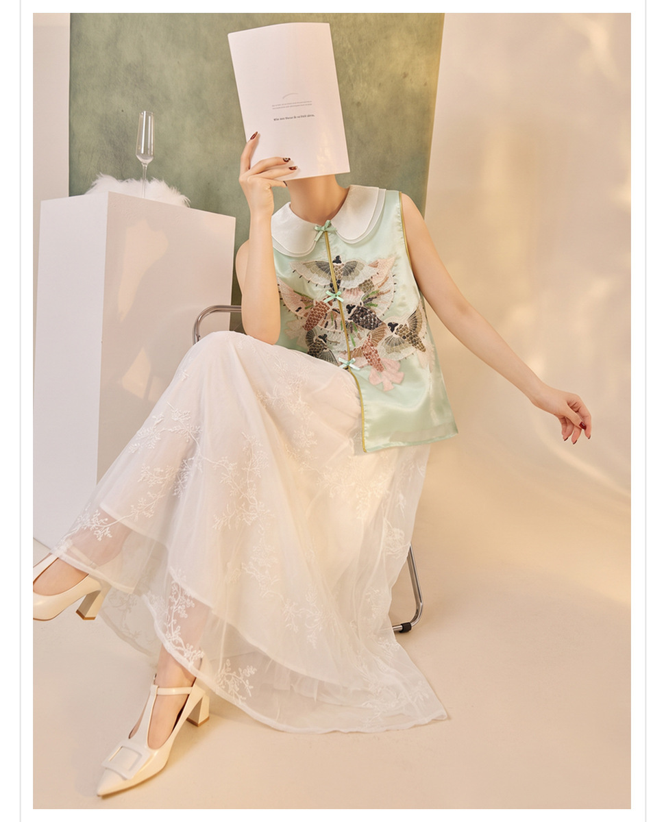 Set áo gile thêu không tay kèm chân váy xòe dài nữ — Chân váy thêu (giao hàng trong 7 ngày), Chân váy thêu (giao hàng trong ngày), Áo gile thêu hạt (giao hàng trong 7 ngày), Áo gile thêu hạt (giao hàng trong ngày)