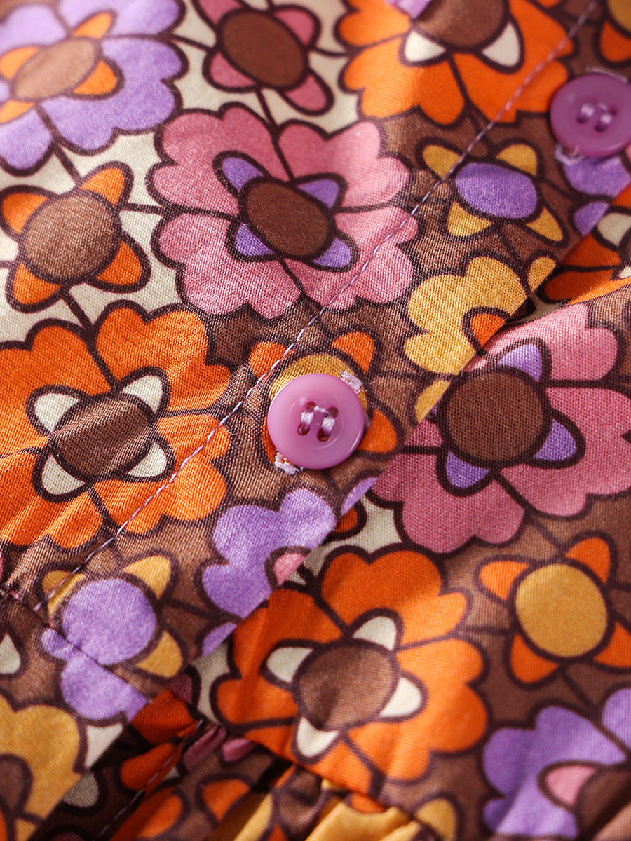 Gaun lengan pendek anak perempuan, gaun katun anak kecil dan menengah, gaun anak musim panas