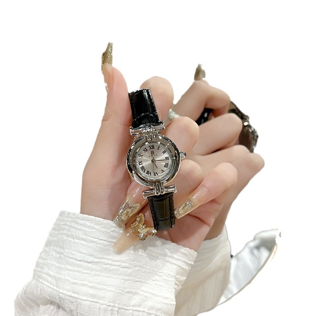 Niche Vintage Women's Watch Simple Casual Belt Exquisite Waterproof Student's Watch French Middle Small Dial Watch for Women