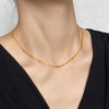 No fading 18K gold box chain clip gold beads clavicle chain ins necklace women's short simple temperament versatile gift