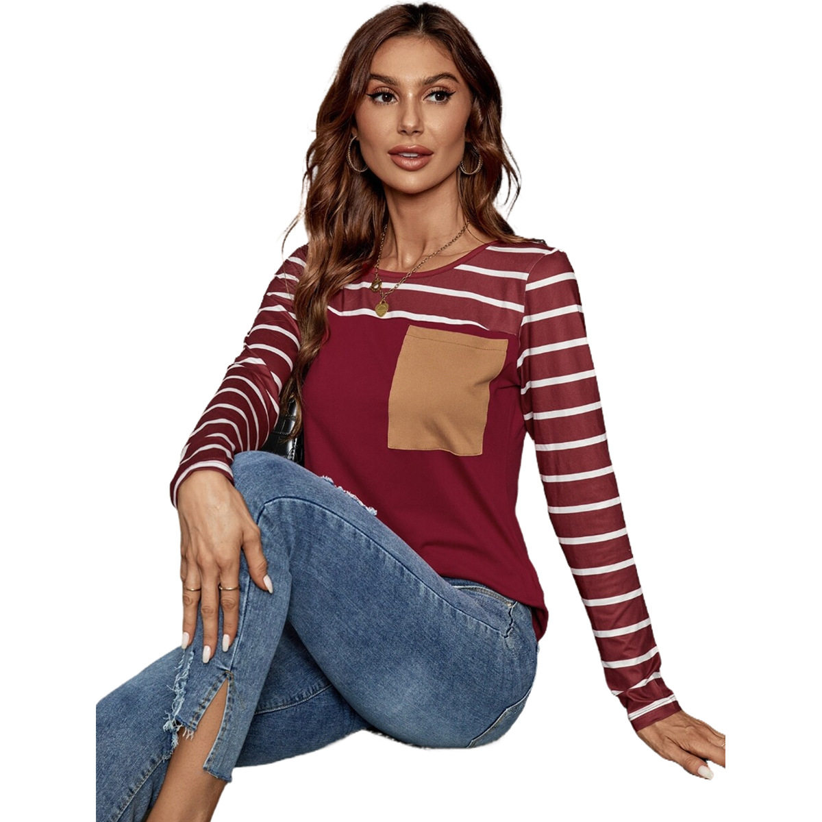 Womens Casual Solid Color T Shirt Round Neck Short Sleeve Lightweight Fabric Fashionable for Everyday Wear