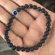 Fashion 6mm Natural Stone Bead Eye Obsidian Hematite Tiger Eye White Pine Elastic Bracelet Men's Bracelet