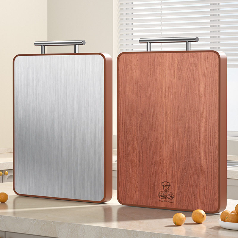 Stainless Steel Chopping Board Black Sandalwood Antibacterial Anti-mildew Cutting Board Home Kitchen Chopping Board Thickened Solid Wood Double-sided Cutting Board