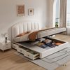 Cream-Style Genuine Leather Bed, Light Luxury Master Bedroom, 1.8m Double Storage Bed, Modern Simple Small Apartment, 1.5m Solid Wood Wedding Bed