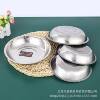 Stainless Steel Round Plate Wholesale Flat Bottom Dinner Plate Household Barbecue Round Plate Food Grade Serving Plate Manufacturer Supply in Stock
