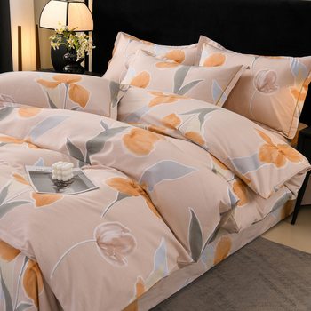 Autumn and Winter Thickeneded Brushed Four-Piece Set of Pure Cotton Student Three-Piece Set of Pure Cotton Bed Sheetss and Quilt Covers European-Style Classy Warm Bedding