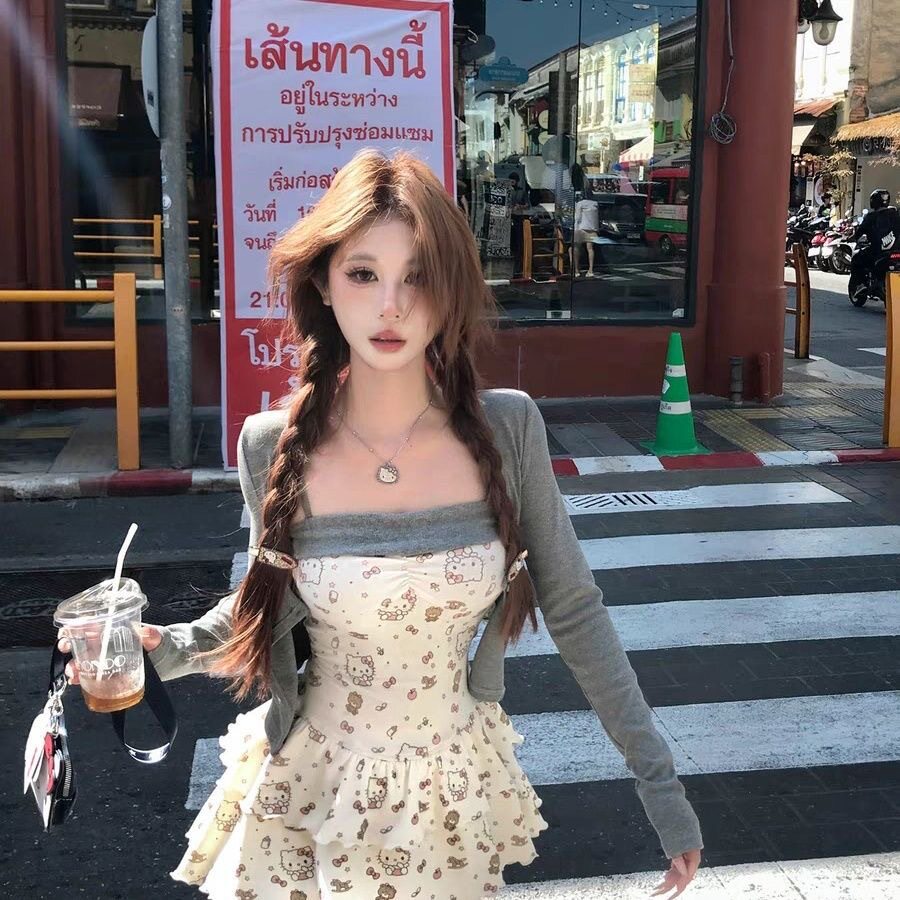 Gentle Style Elegant Pure Desire Sling dress Children Spring/Summer 2025 New Sweet and Spicy Floral Slim-fit Two-piece Suit