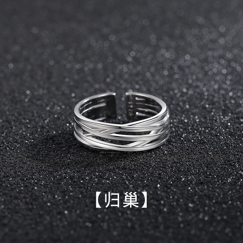 男士戒指小众设计高级感线条食指戒时尚简约活口指环源头厂家批发