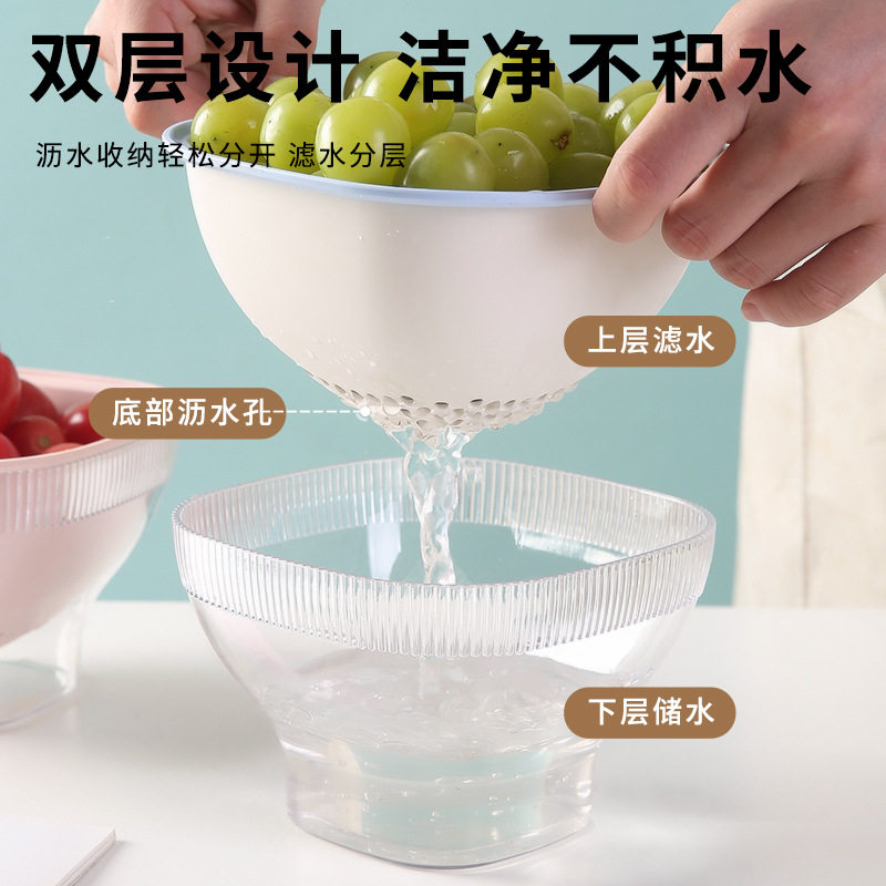 High-Quality Fruit Tray, Kitchen Vegetable Washing Basket, Double-Layer Vegetable Washing and Draining Basket