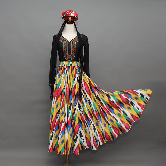 Xinjiang Dance Dilraba Same Style Uygur Art Test Practice Suit Uygur Ethnic Dance suit Large Swing Dress New Style