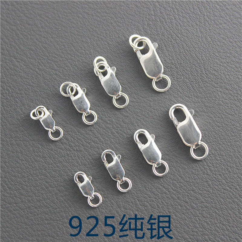 S925 sterling silver square buckle spring buckle necklace bracelet long buckle accessories lobster handmade DIY jewelry connection buckle