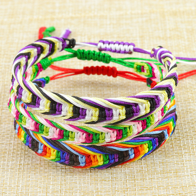 Cross-Border New Bohemian Style Colorful Braided Bracelet Ethnic Style Rainbow Braided Bracelet Manufacturer Ready Stock