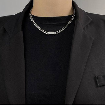 European and American Ins Trendy Hip-Hop Necklace Fashionable Men's and Women's Short Necklace Stainless Steel Metal Personalized Simple Clavicle Chain