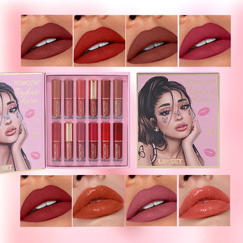 Makeup Set Long-Lasting Easy-To-Color Lip Glaze Moisturizing Velvet 12 Colors Matte Lipstick Lip Gloss Spot Wholesale