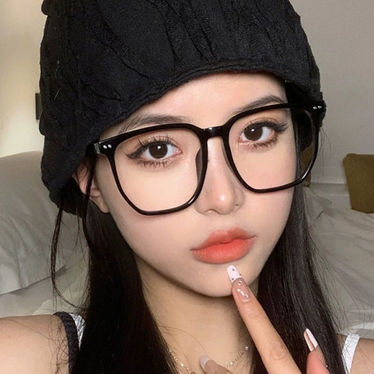 Gm Glasses Frame Women's Fashion Simple Popular Plain Face Small Anti-Blue Light Flat Mirror Men's Myopia Glasses Frame