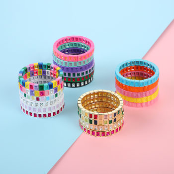 European and American popular macaron color series niche advanced dopamine enamel colored diamond DIY bohemian beaded bracelet