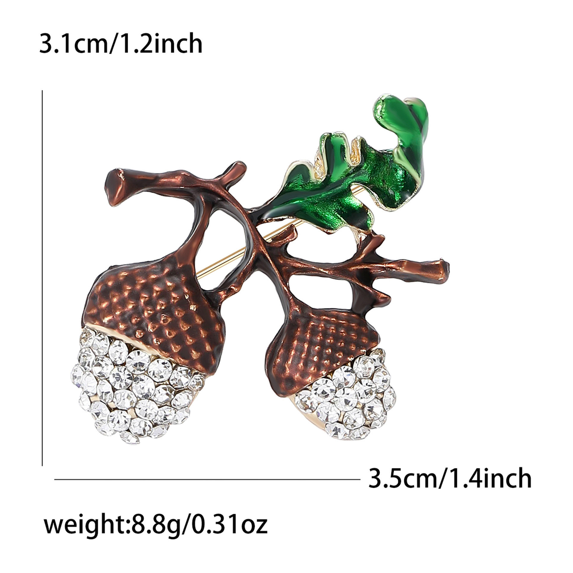 Korean Style Creative All-match Alloy Rhinestone Hazelnut Brooch Fashion Simple Women's Sweater Cardigan Corsage Jewelry Pin