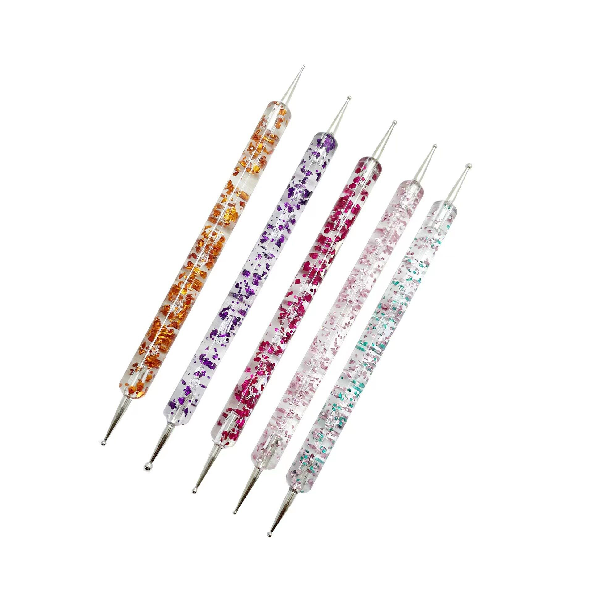 Cross-border Hot Nail Pen Set Double Head Point Drill Pen Rhinestone acrylic Pen Dual-use Point Flower Needle Point Bead Brush