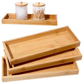Rectangular Bamboo Tray Washbasin Tray Japanese Style Bathroom Storage Box Cotton Swab Storage Box