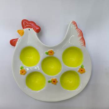 Source Factory Cross-Border Easter Egg Tray Breakfast Egg Plate Ceramic Crafts Ornaments