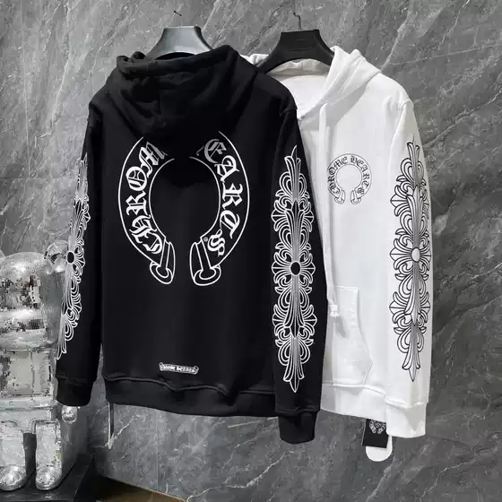 2026 Chrome Hearts Casual Printed Hooded Sweatshirt with Zipper, Complete with 3 Labels, Cross-Border