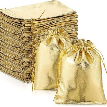 Factory Direct Supply Gold Drawstring Bags for Jewelry, Crafts, and Gifts