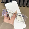 80056 New Metal Trendy Box Flat Mirror Fashion Casual Anti-Blue Light Glasses Personalized Men's and Women's Glasses Frame
