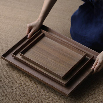 New Product Shelf Simple Fashion Black Walnut Tray Multi-purpose Tea Tray Meal Plate Food Plate