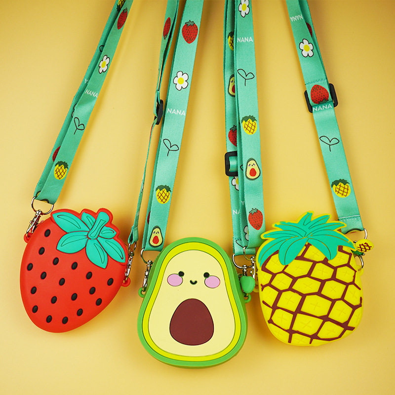 Silicone Avocado Crossbody Bag Coin Purse Baby Children Parent-Child Shoulder Bag Fruit Mini Crossbody Bag