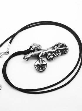 朋克嘻哈吊坠项链钛钢爆头摩托车