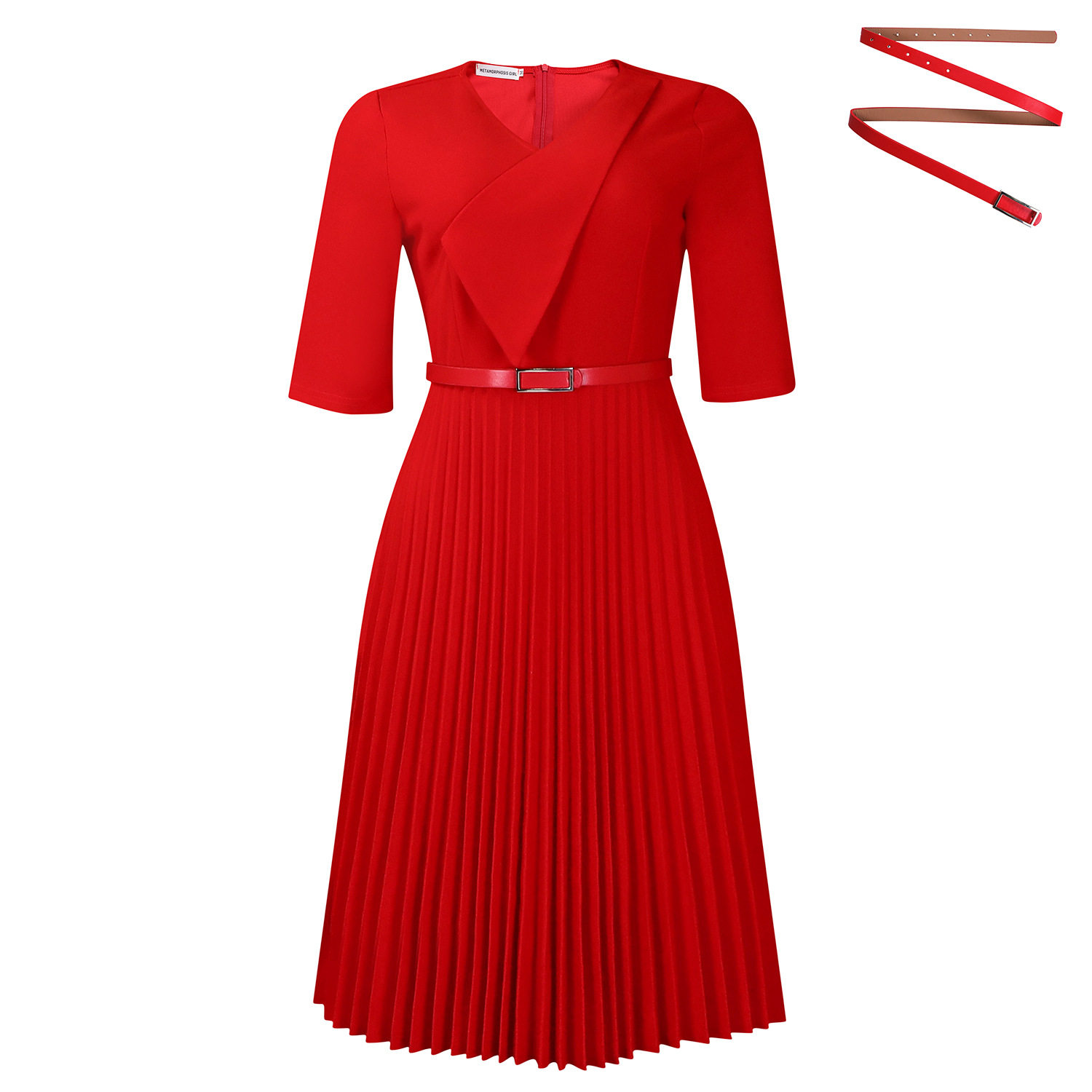V Neck Pleated Dress Solid Color Fashionable Elegant Perfect for African Occasions Wholesale Available