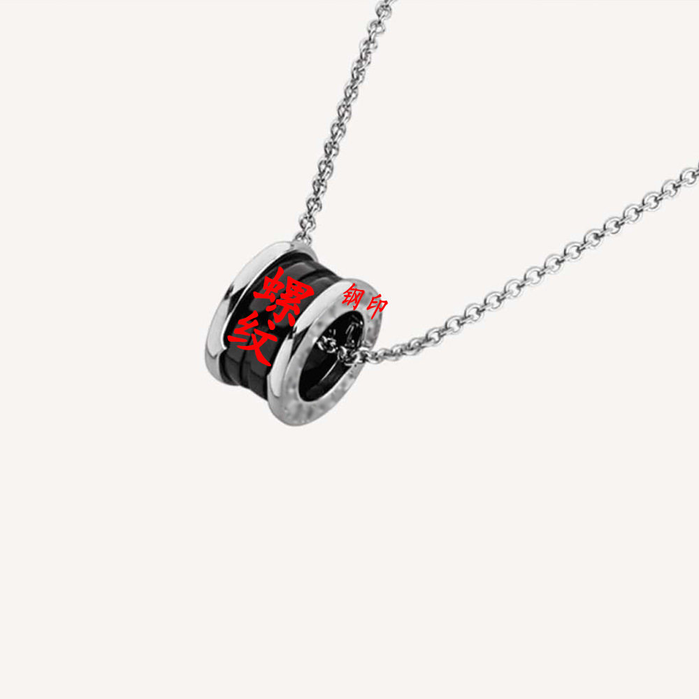 Baojia Little Red Man Charity Necklace Titanium Steel Popular Black Ceramic Spring Small Waist Internet Celebrity Clavicle Chain for Men and Women