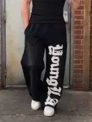 Youngla American Trendy Brand Men's Muscle Sports Casual Pants Fitness Loose Straight Jogging Cotton Embroidered Pants