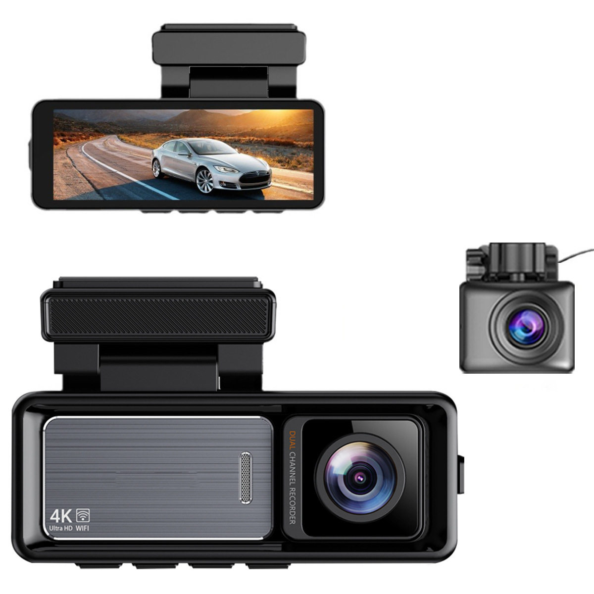 New 4K Dual Recording 130 Degree Wifi Driving Recorder Parking Monitoring Recorder 3.2inch Dual Recording Dashcam
