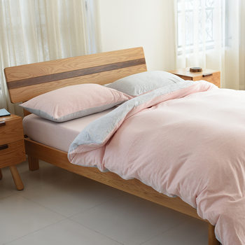 Muji Cotton Jersey Bedding Set Series: Muji Cotton Jersey Duvet Cover, Pillowcase, Fitted Sheet, and Bed Sheet, Pure Cotton Yarn-Dyed