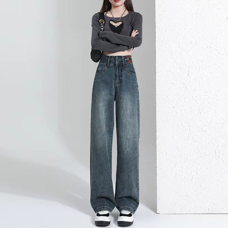 High Waisted Straight Leg Jeans for Women Loose Fit Versatile Casual Style Perfect for Spring and Autumn Wholesale