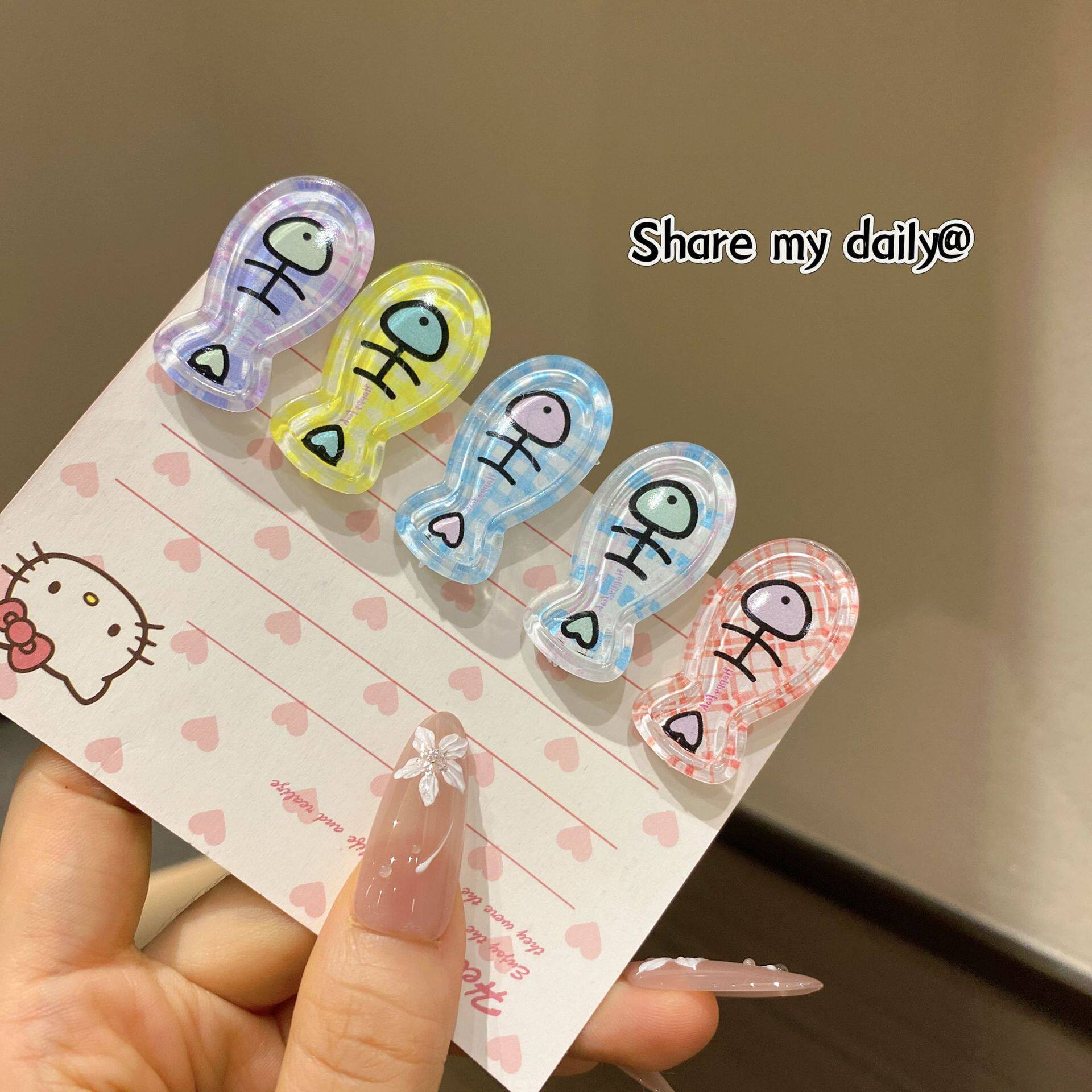 夏季新款冰透多巴胺小鱼发夹甜美高颜值少女风鸭嘴夹发卡发饰批发