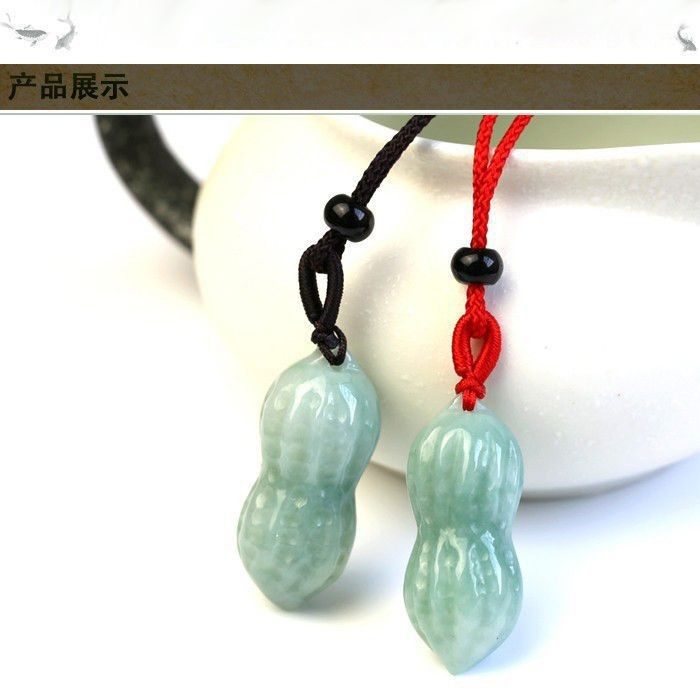 Natural Jade A-Grade Peanut Jade Pendant Peace Longevity Fruit Jade Peanut Men and Women Children's Jade Necklace Jade Peanut