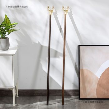 Solid Wood Walnut Color Universal Clothes Drying Rod Vintage Clothes Hanger Clothes Rack Clothes Drying Rod Clothes Fork Balcony