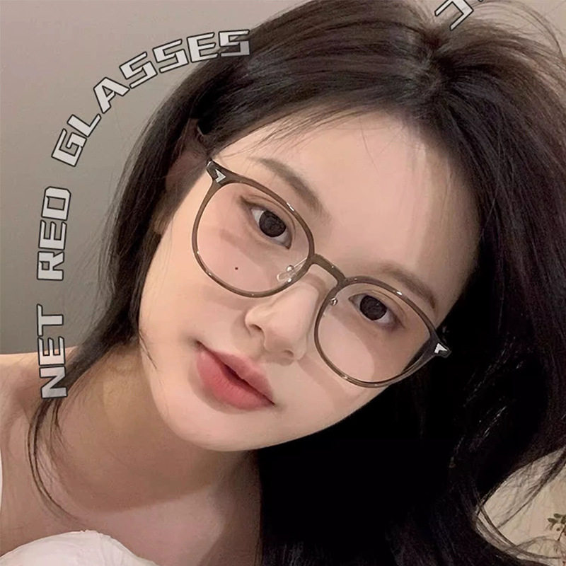 Cold brown glasses Danyang glasses can be equipped with anti-blue light pure titanium Korean slim glasses frame wholesale 00502