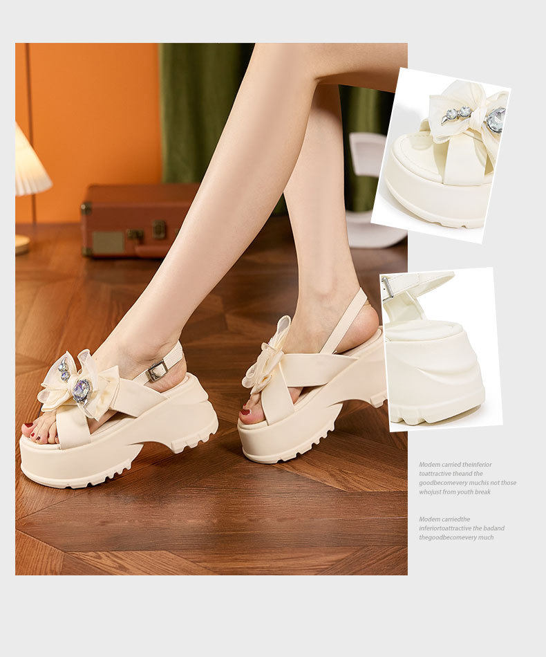 Dép sandal nữ quai chữ V đơn giản đế bệt PU — Đen, Len nguyên chất chi tiết 3