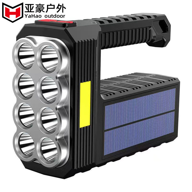 Cross-border new solar flashlight bright outdoor lighting lamp rechargeable strong light portable lamp high endurance camping lamp
