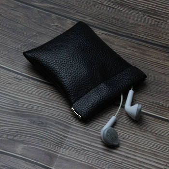 Leather Shrapnel Clip Coin Purse Mini Bluetooth Headset Storage Small Wallet Card Holder Data Cable Storage 017