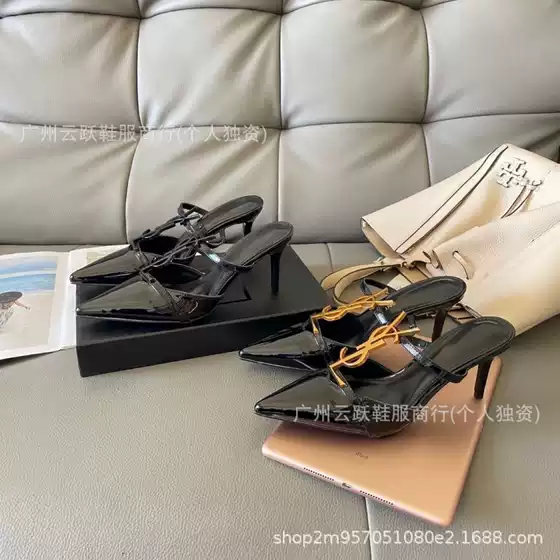 YS Women's High-Heel Sandals, Low Block Heel, YANG-SHU One-Strap Ankle Strap Design, Slender Heel with Metal Letter Buckle, Open-Toe, Ultra-High Heel