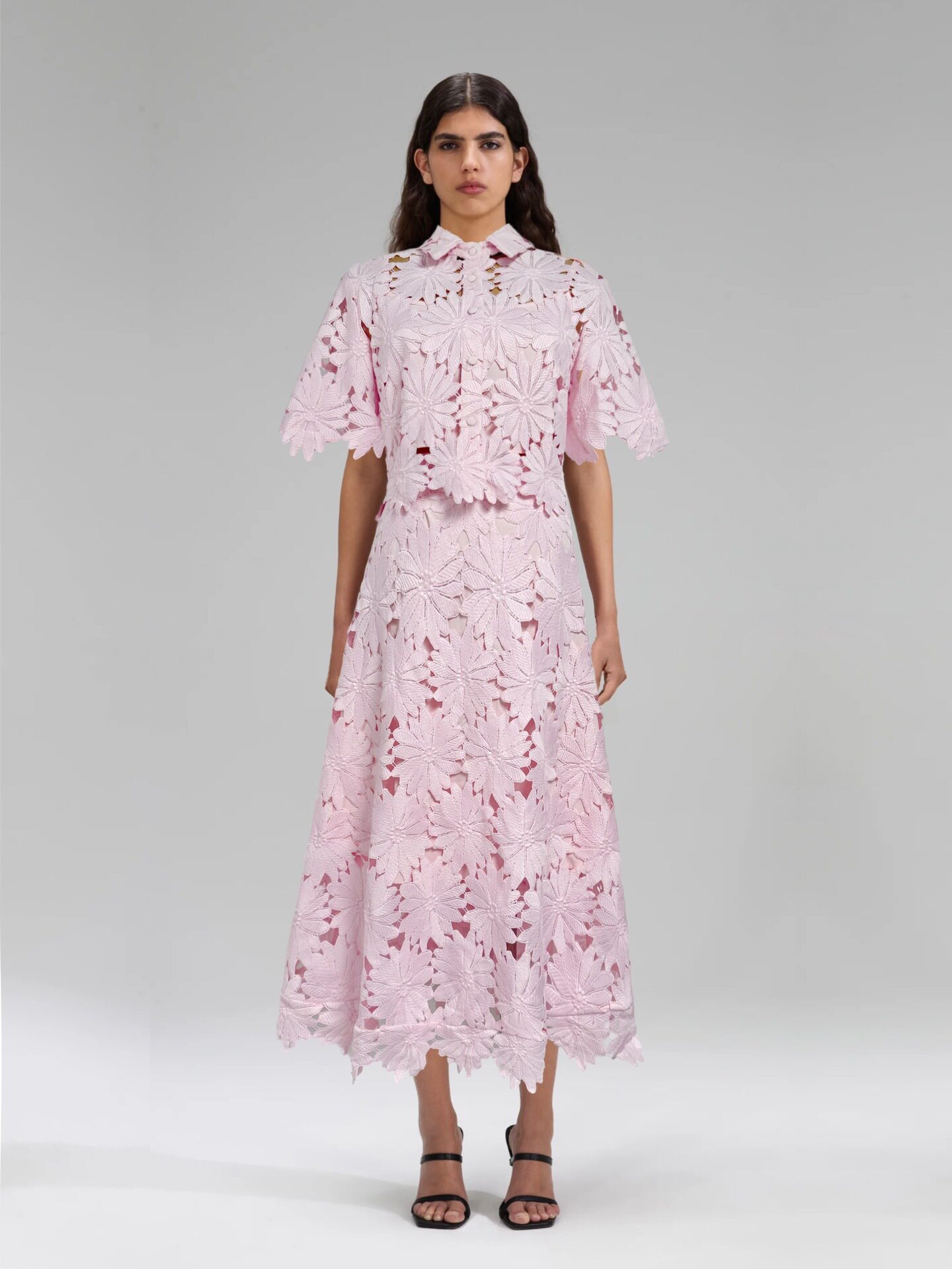 Lace Top and High Waisted Skirt Set Elegant Design Solid Color Autumn Fashion Perfect for Casual and Formal Occasions