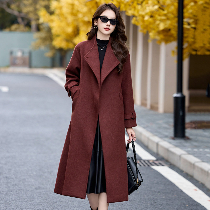 &Aacute;o Kho&aacute;c Dạ &Eacute;p Nữ D&aacute;ng D&agrave;i Vừa Thắt Eo D&agrave;y Dặn Phong C&aacute;ch H&agrave;n Quốc M&agrave;u Đỏ Rượu, N&acirc;u, X&aacute;m...