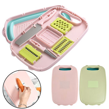 Creative Multi-functional Folding Cutting Board Cutter 9-piece Set New PP Plastic Cutting Board Retractable Draining Basket Vegetable Basket