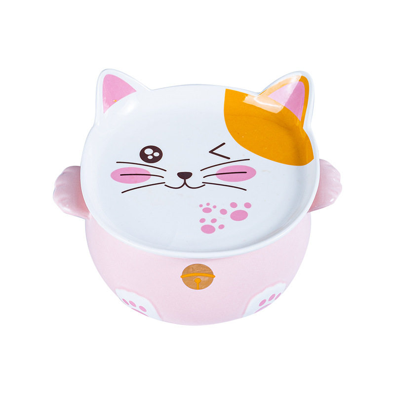Japanese Style Cute Cute Pet Cat Style Ceramic Poodle Bowl Large Capacity Soup Bowl Personalized Creative Binaural Salah Bowl